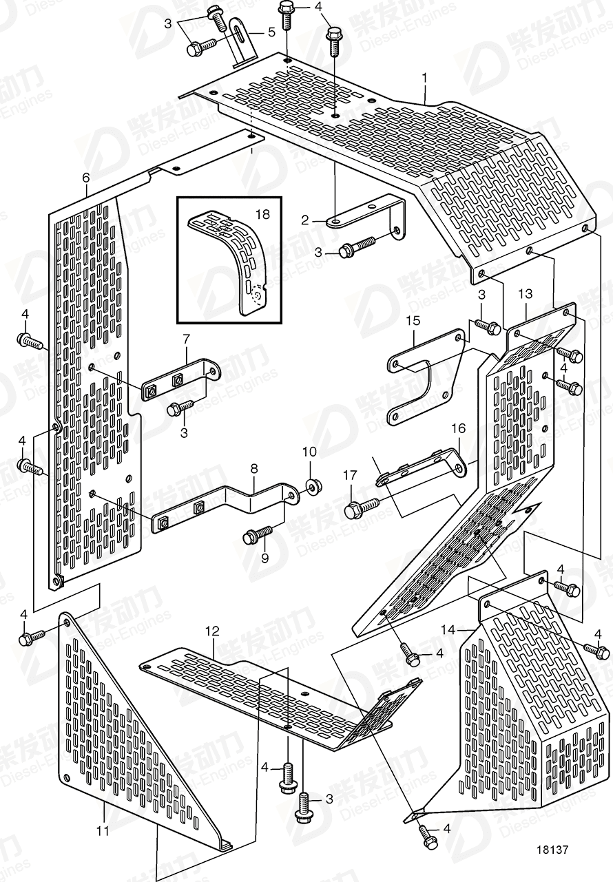 volvo penta Belt protector 3829415 Drawing